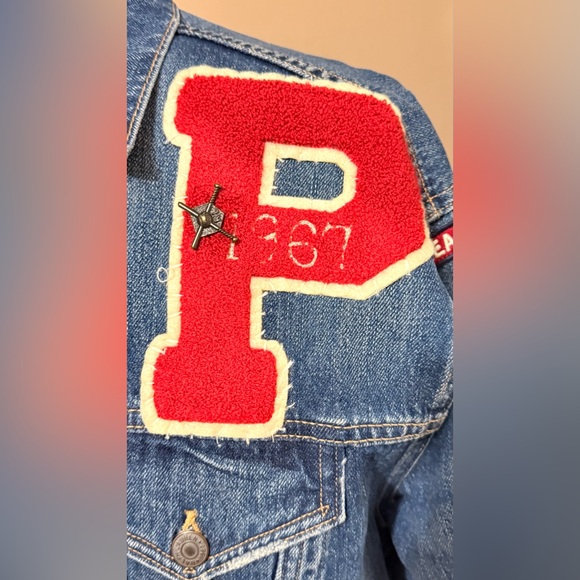 Polo by Ralph Lauren Blue Jean Jacket with Colorful Patches - Picture 7 of 15